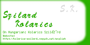 szilard kolarics business card